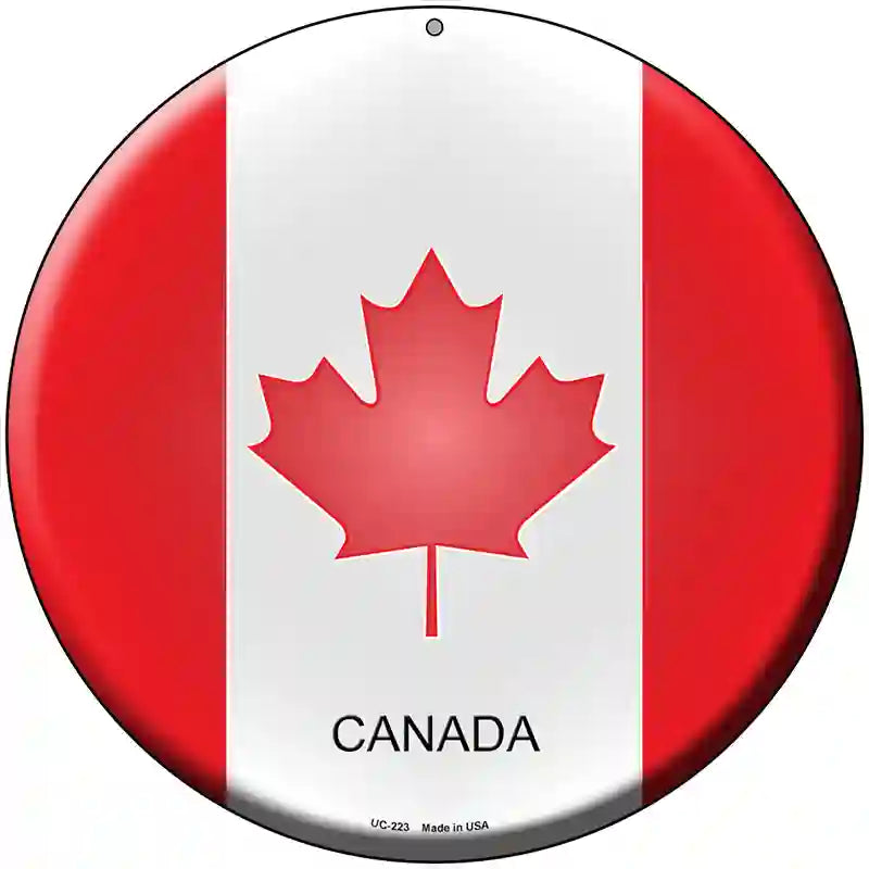 Canada Country Novelty Metal Circular Sign 8" (UC)