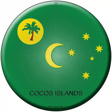 Cocos Islands Country Novelty Metal Circular Sign 8" (UC)