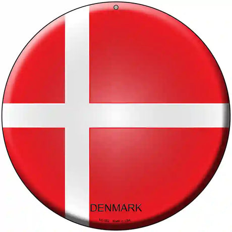 Denmark Country Novelty Metal Circular Sign 8" (UC)