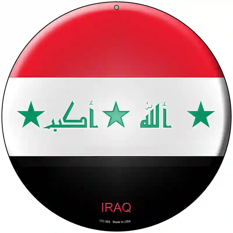 Iraq Country Novelty Metal Circular Sign 8" (UC)