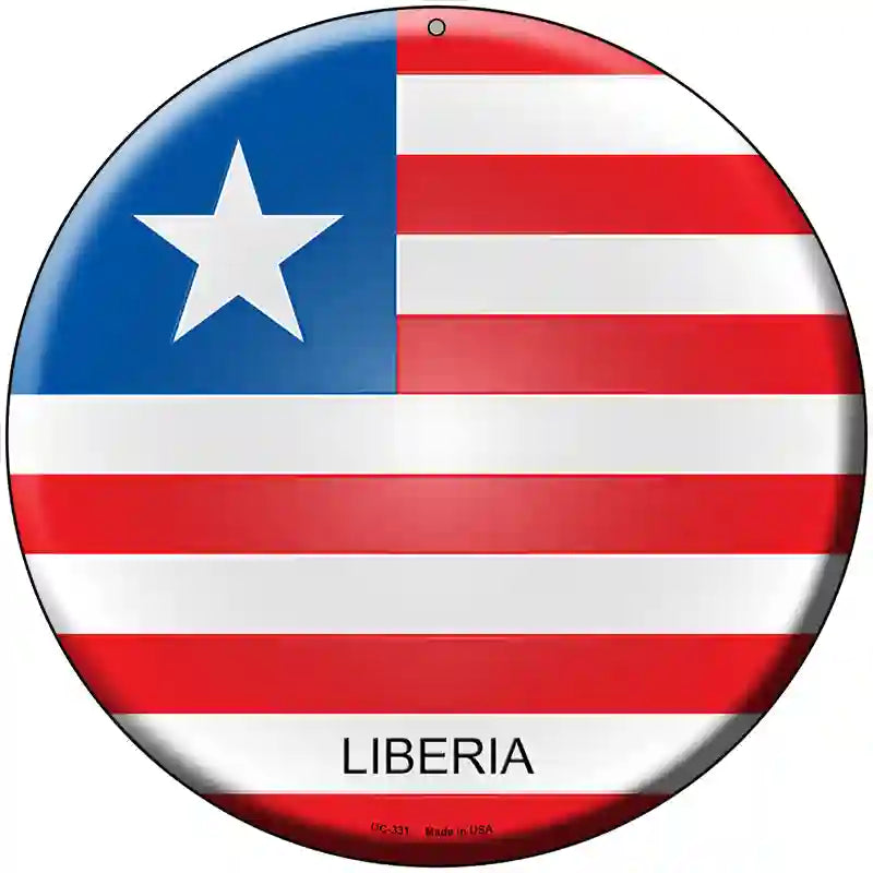 Liberia Country Novelty Metal Circular Sign 8" (UC)