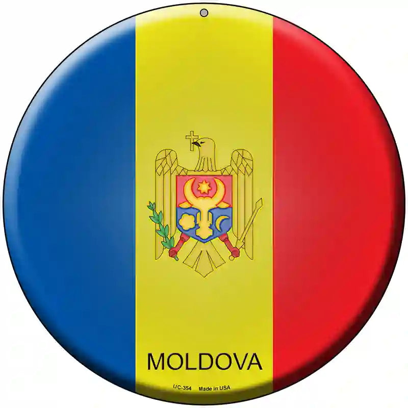 Moldova Country Novelty Metal Circular Sign 8" (UC)