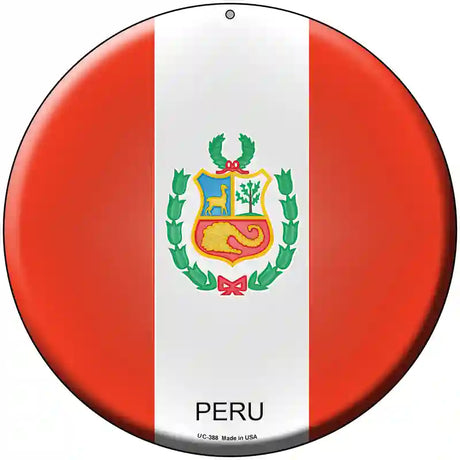 Peru Country Novelty Metal Circular Sign 8" (UC)