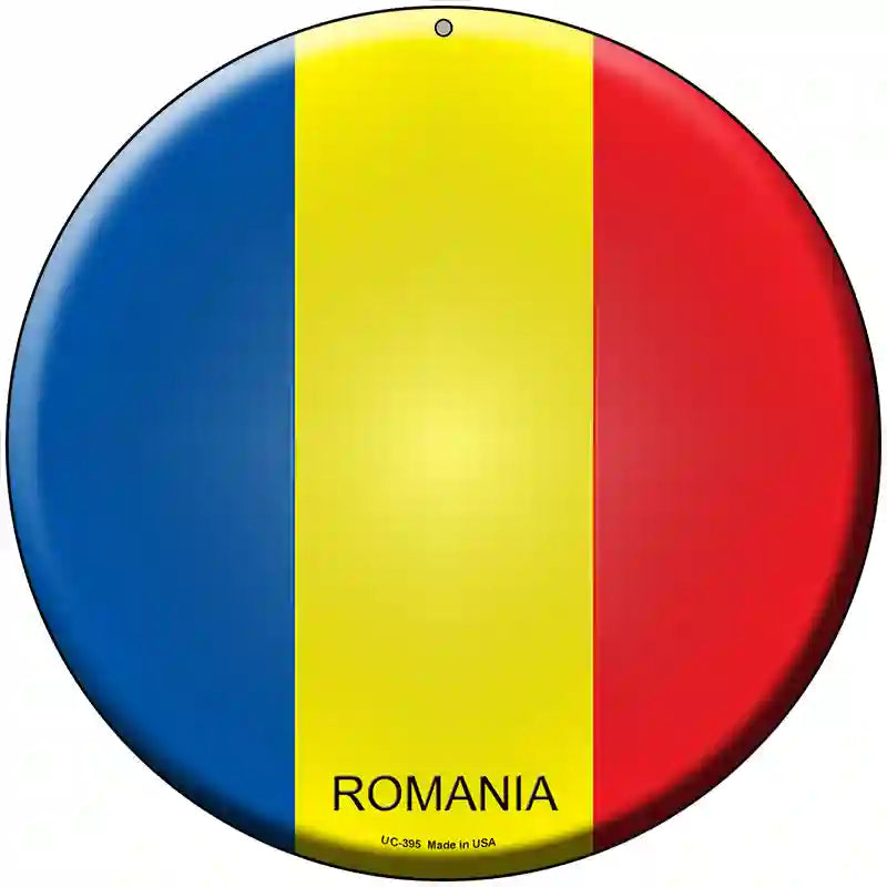 Romania Country Novelty Metal Circular Sign 8" (UC)