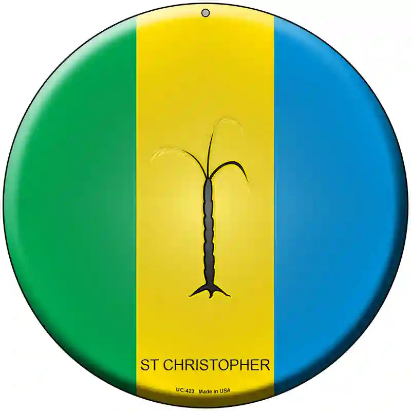 St Christopher Country Novelty Metal Circular Sign 8" (UC)