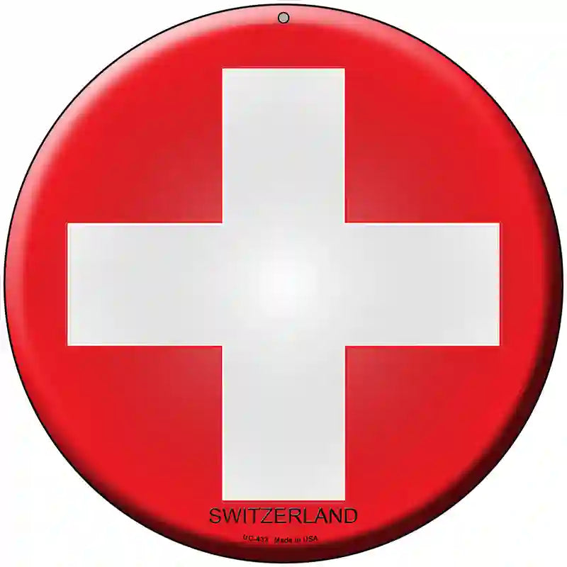 Switzerland Country Novelty Metal Circular Sign 8" (UC)