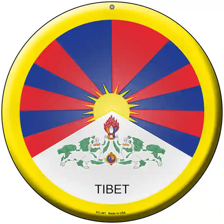 Tibet Country Novelty Metal Circular Sign 8" (UC)