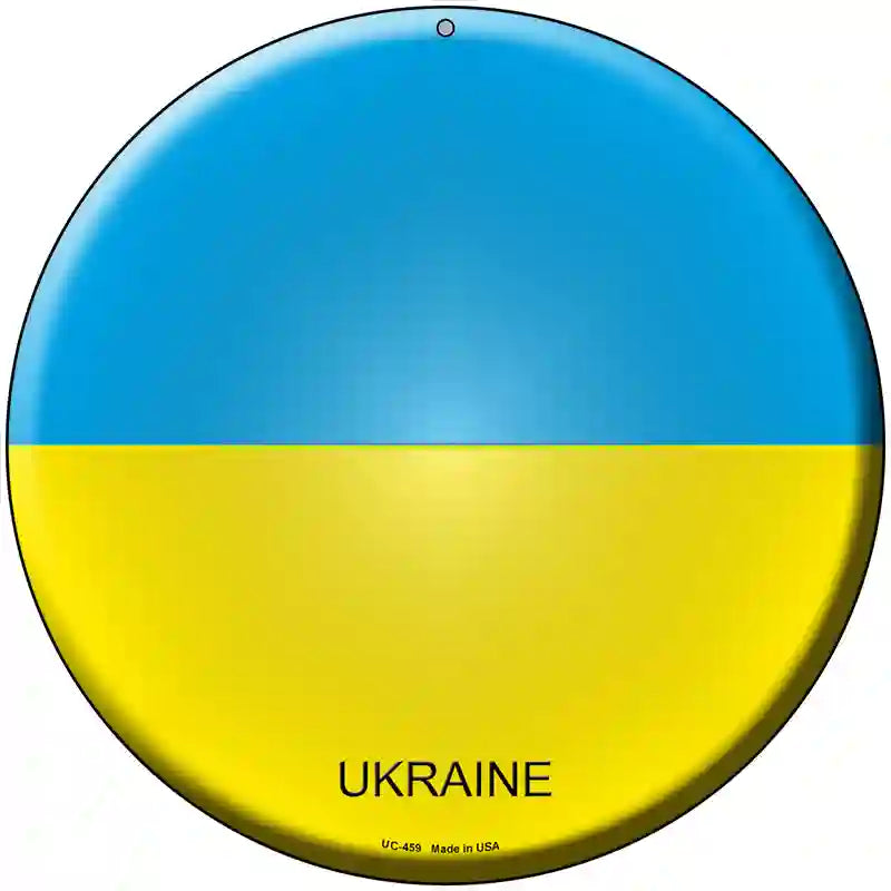 Ukraine Country Novelty Metal Circular Sign 8" (UC)