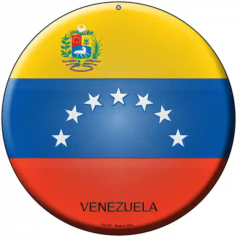 Venezuela Country Novelty Metal Circular Sign 8" (UC)