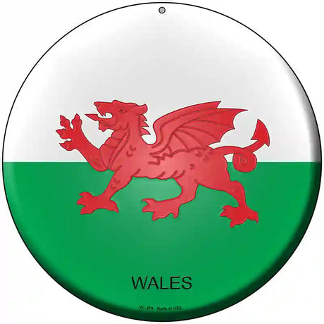 Wales Country Novelty Metal Circular Sign 8" (UC)