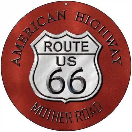 Route 66 American Highway Novelty Metal Circular Sign 8" (UC)