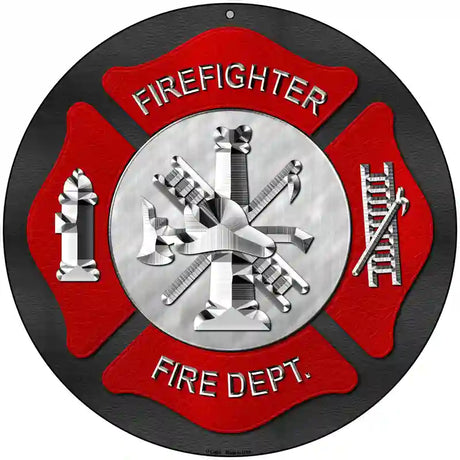 Firefighter Novelty Metal Circular Sign 8" (UC)