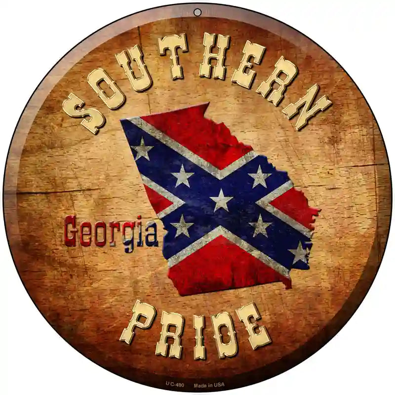 Southern Pride Georgia Novelty Metal Circular Sign 8" (UC)