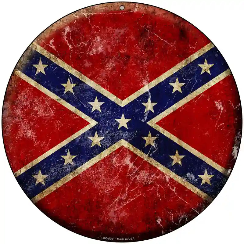 Confederate Flag Novelty Metal Circular Sign 8" (UC)