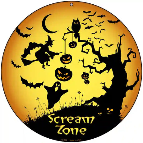 Scream Zone Novelty Metal Circular Sign 8" (UC)