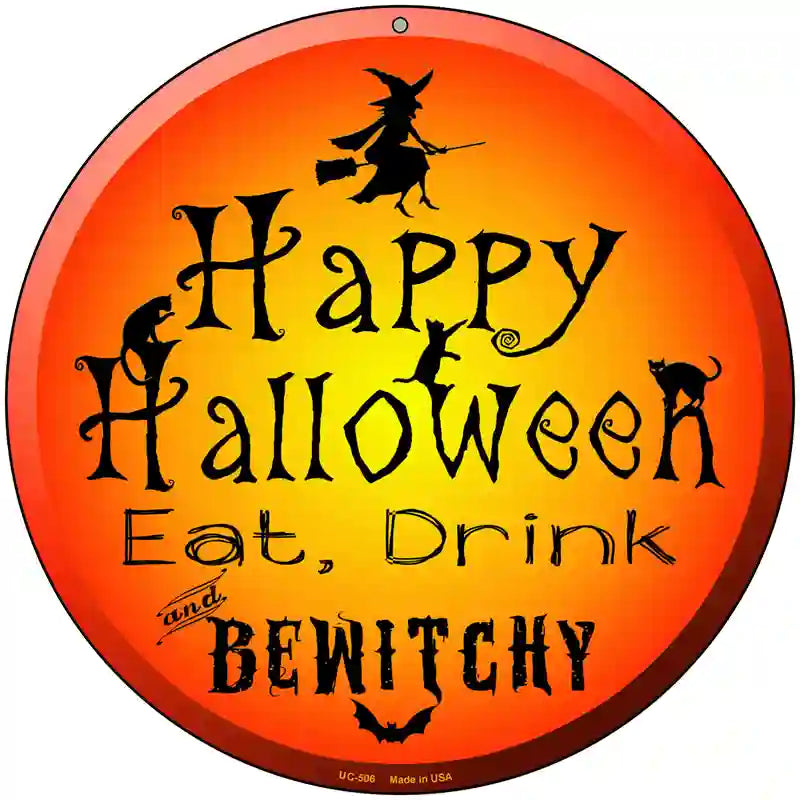 Happy Halloween Novelty Metal Circular Sign 8" (UC)