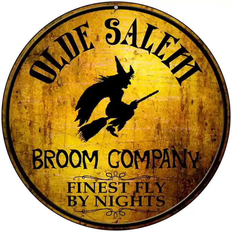 Salem Broom Company Novelty Metal Circular Sign 8" (UC)