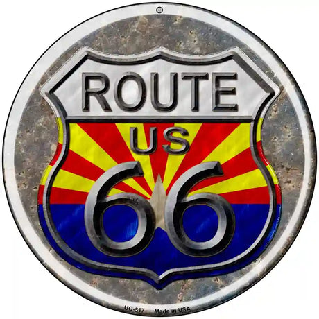 Arizona Route 66 Novelty Metal Circular Sign 8" (UC)