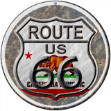 California Route 66 Novelty Metal Circular Sign 8" (UC)