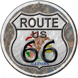 Illinois Route 66 Novelty Metal Circular Sign 8" (UC)