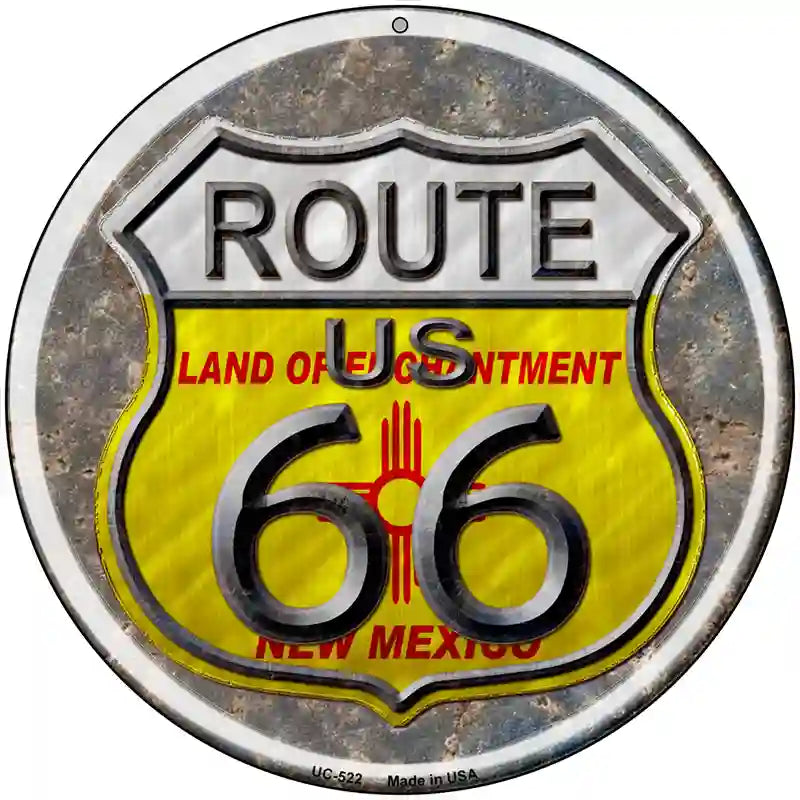 New Mexico Route 66 Novelty Metal Circular Sign 8" (UC)