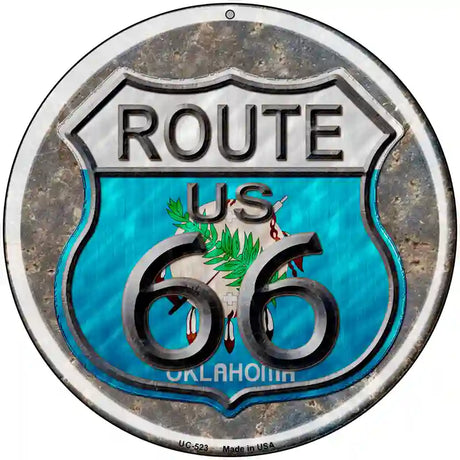 Oklahoma Route 66 Novelty Metal Circular Sign 8" (UC)