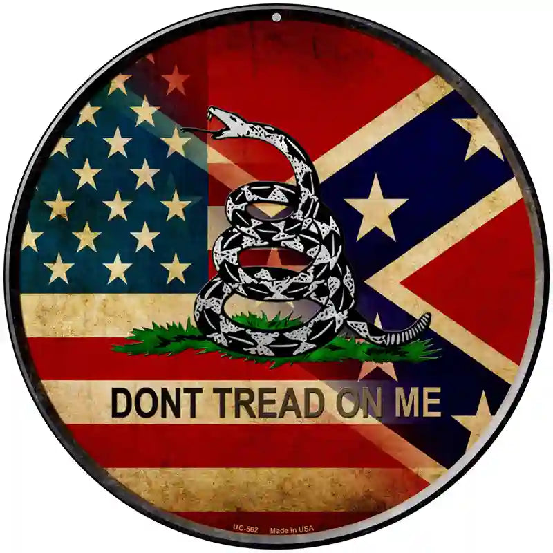 American Confederate Dont Tread On Me Novelty Metal Circular Sign 8" (UC)