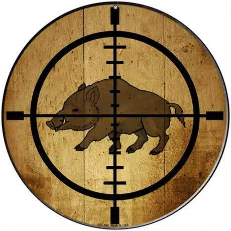 Boar Hunter Novelty Metal Circular Sign 8" (UC)