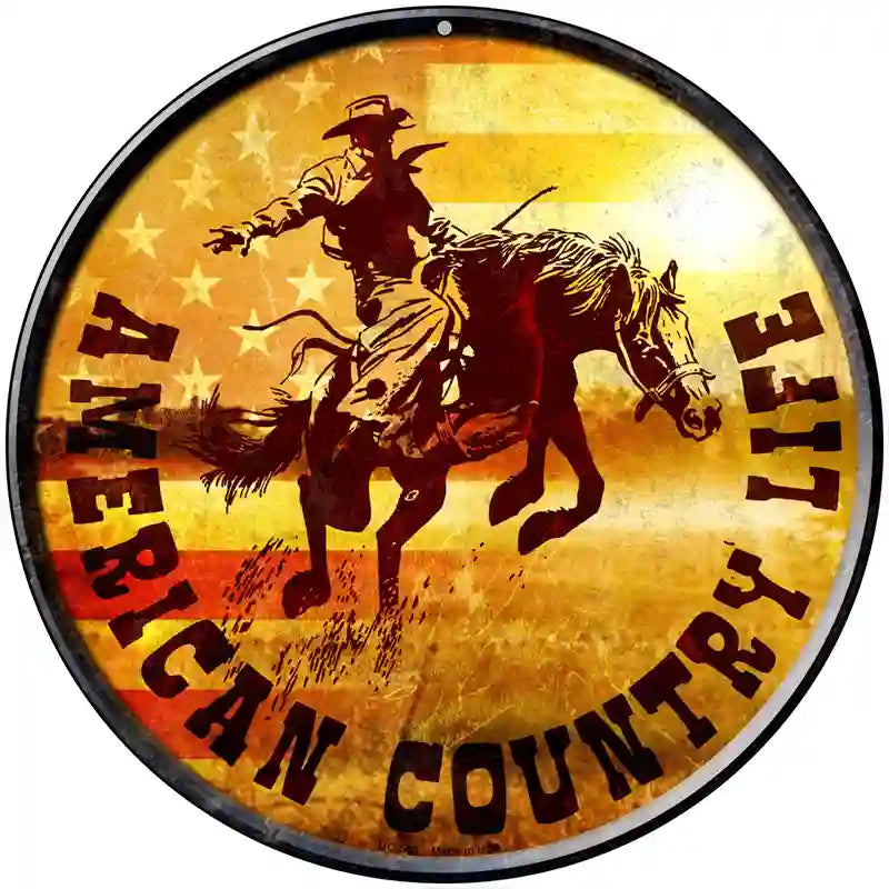 American Country Life Novelty Metal Circular Sign 8" (UC)