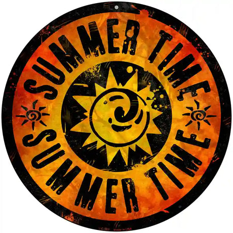 Summer Time Novelty Metal Circular Sign 8" (UC)