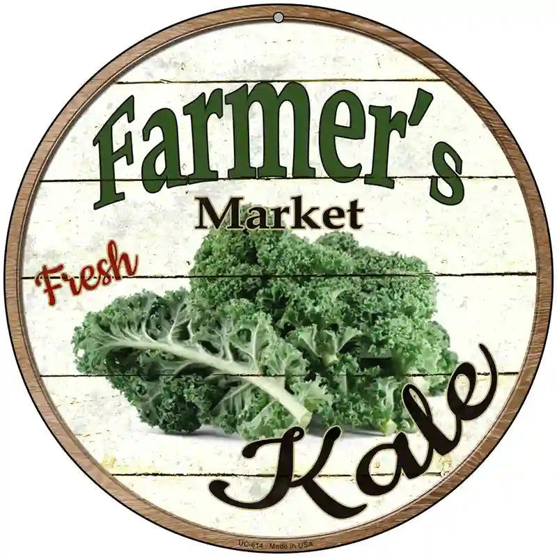 Farmers Market Kale Novelty Metal Circular Sign 8" (UC)