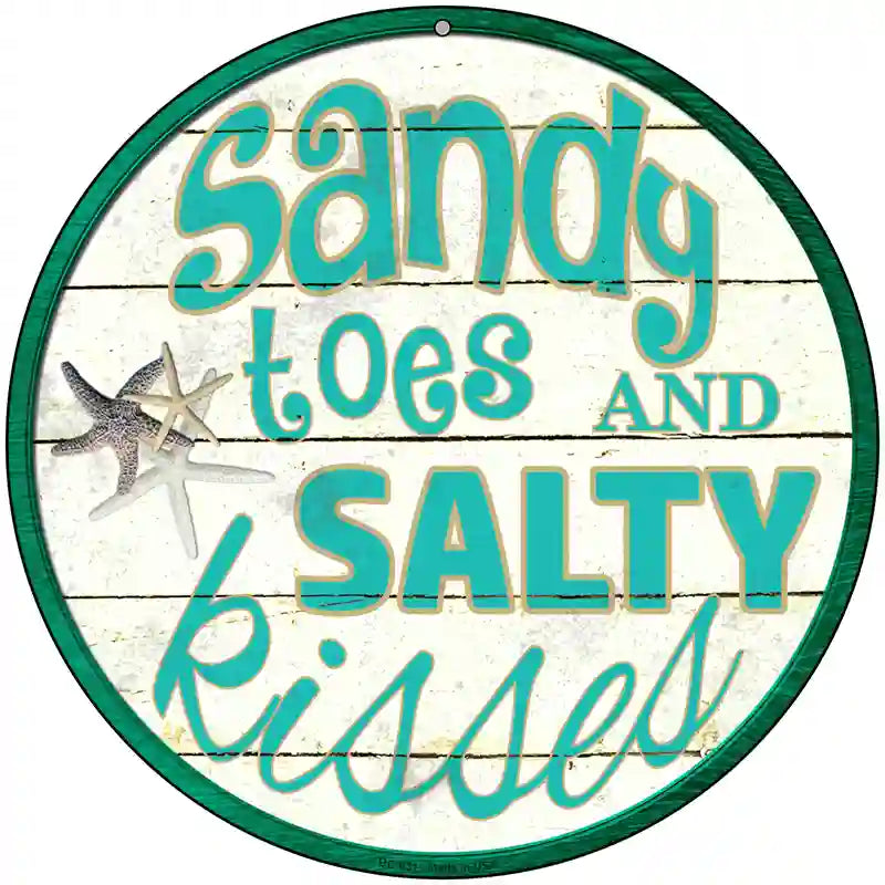 Sandy Toes Novelty Metal Circular Sign 8" (UC)