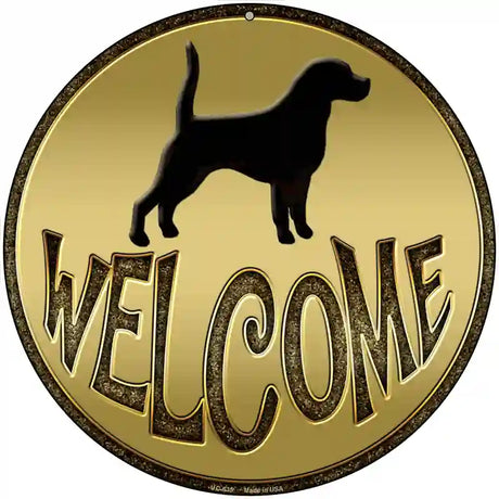 Welcome With Dogs Novelty Metal Circular Sign 8" (UC)