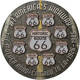 Route 66 Black Top Novelty Metal Circular Sign 8" (UC)