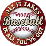 Baseball Novelty Metal Circular Sign 8" (UC)