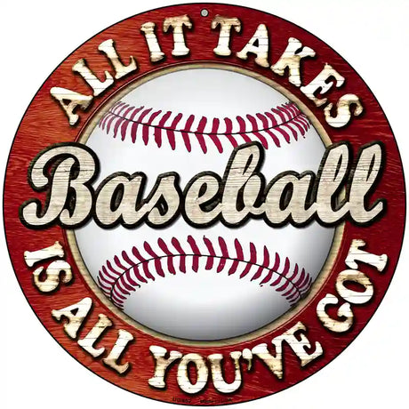 Baseball Novelty Metal Circular Sign 8" (UC)