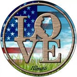 Love Illinois Novelty Metal Circular Sign 8" (UC)