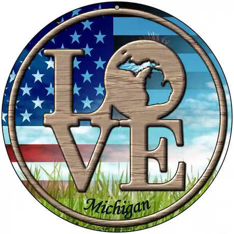 Love Michigan Novelty Metal Circular Sign 8" (UC)