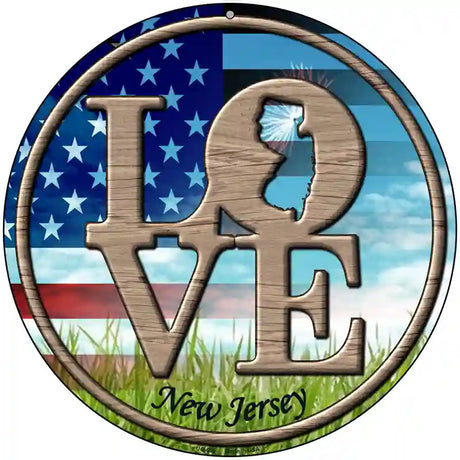 Love New Jersey Novelty Metal Circular Sign 8" (UC)