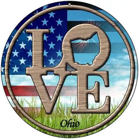 Love Ohio Novelty Metal Circular Sign 8" (UC)