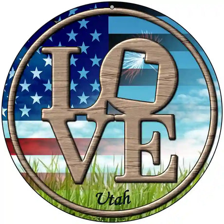 Love Utah Novelty Metal Circular Sign 8" (UC)