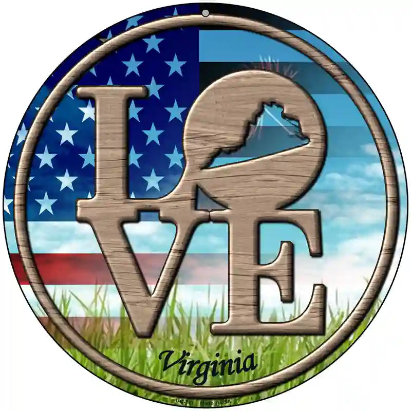 Love Virginia Novelty Metal Circular Sign 8" (UC)