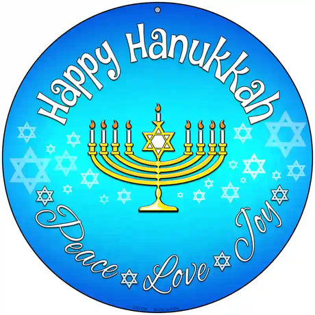 Happy Hanukkah Novelty Metal Circular Sign 8" (UC)