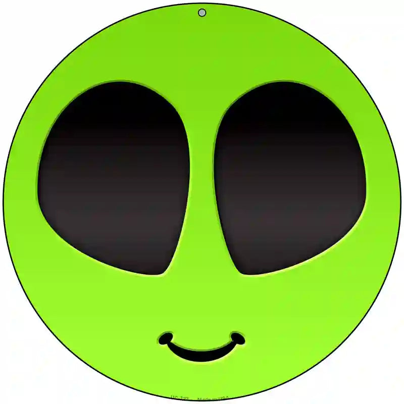 Alien Smile Face Novelty Metal Circular Sign 8" (UC)