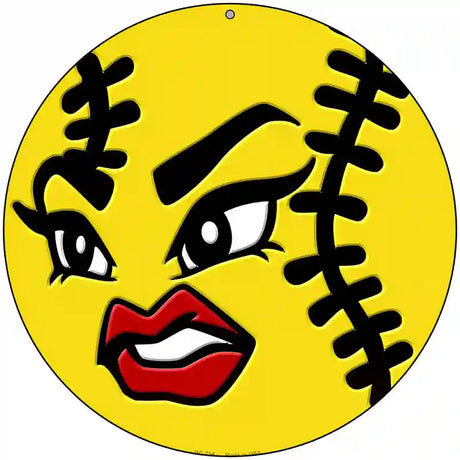 Angry Softball Novelty Metal Circular Sign 8" (UC)