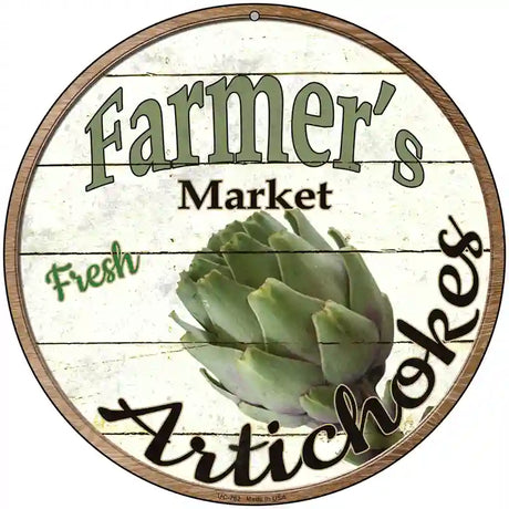 Farmers Market Artichokes Novelty Metal Circular Sign 8" (UC)