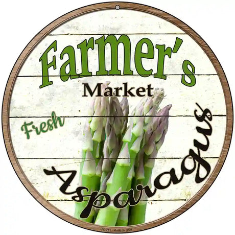 Farmers Market Asparagus Novelty Metal Circular Sign 8" (UC)