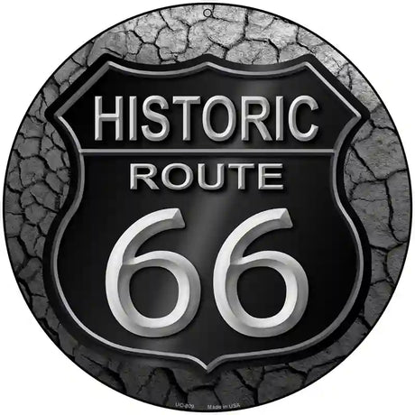 Historic Route 66 Novelty Metal Circular Sign 8" (UC)