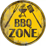 BBQ Zone Novelty Metal Circular Sign 8" (UC)