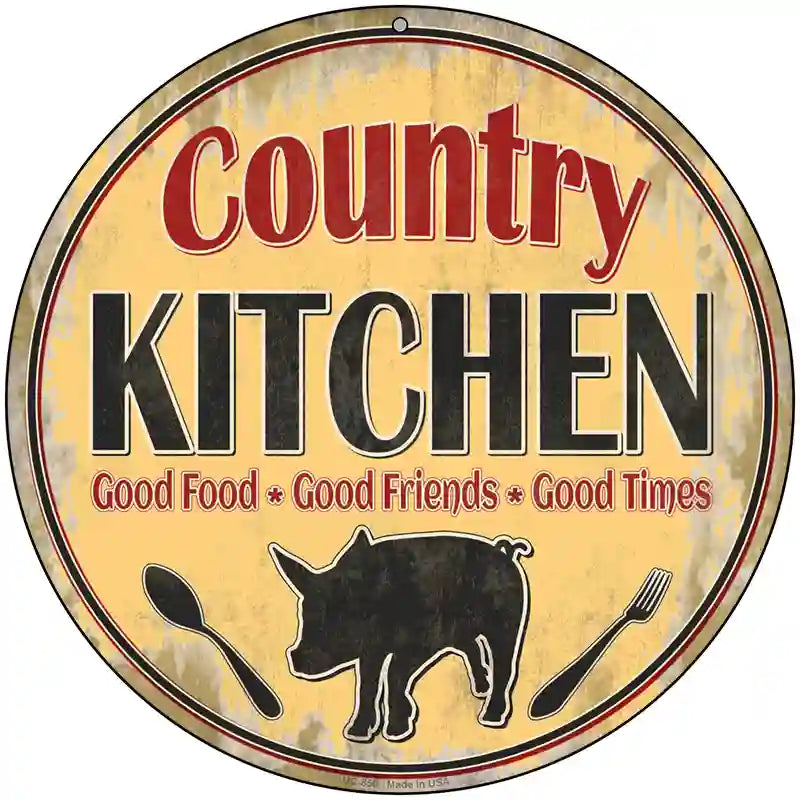 Country Kitchen Novelty Metal Circular Sign 8" (UC)